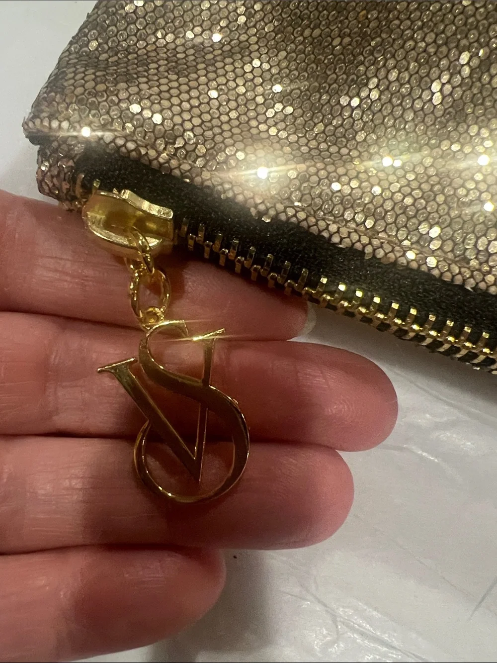 Victoria's Secret Gold Sequin Cosmetic Pouch